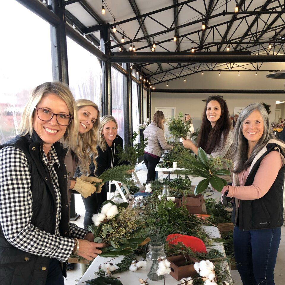 Wreath making event at Rassawek Vineyard